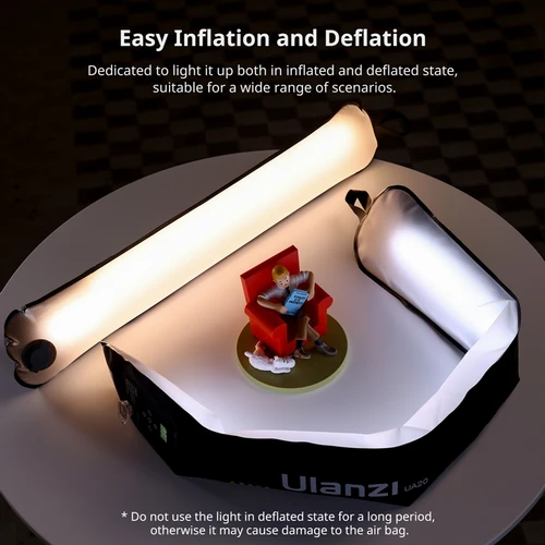 Imagen 2 del producto Ulanzi UA20 20W Luz de tubo de aire portátil Luz de relleno bicolor plegable para transmisión en vivo Luz de relleno al aire libre Luz de tubo de aire