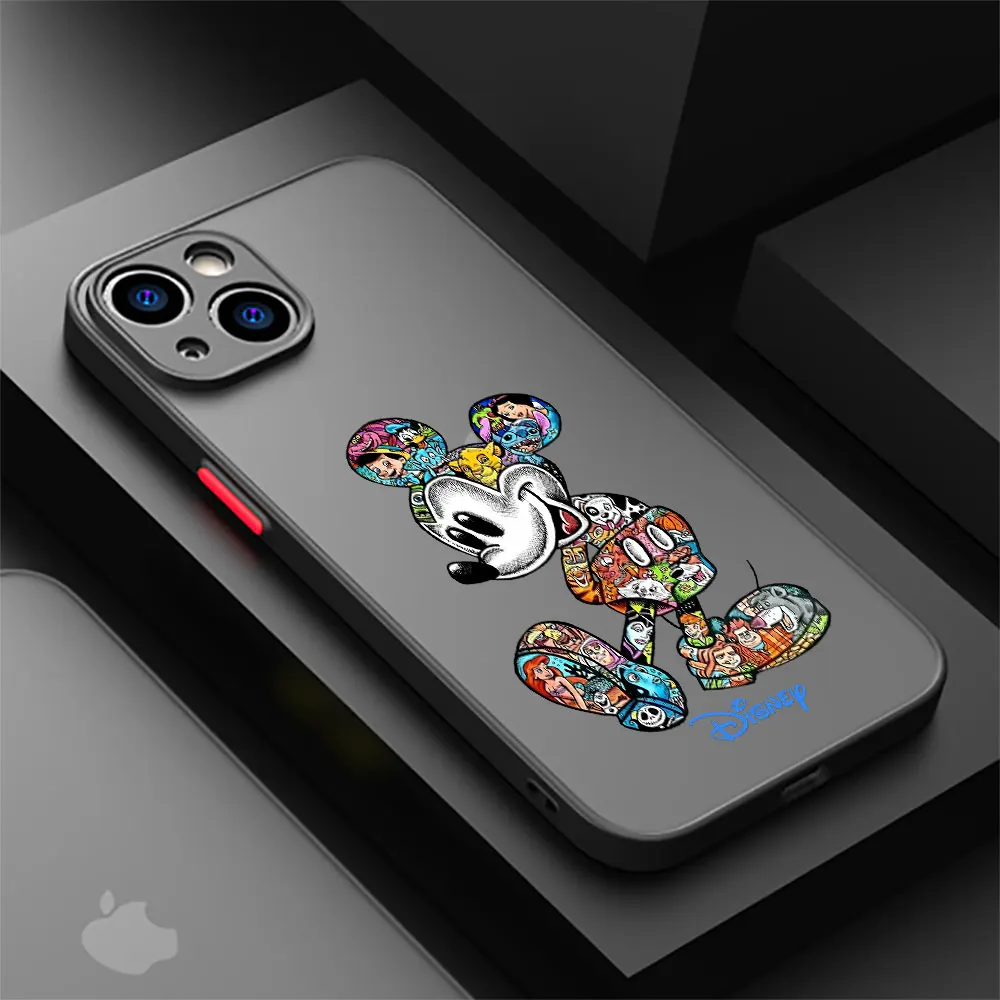 Disney Mickey Stitch Minnie phone Case For Apple iphone 14 11 pro 12 Mini 8 Plus X 13Pro 7 6s SE XS Max 15 6 fundas Matte Cover