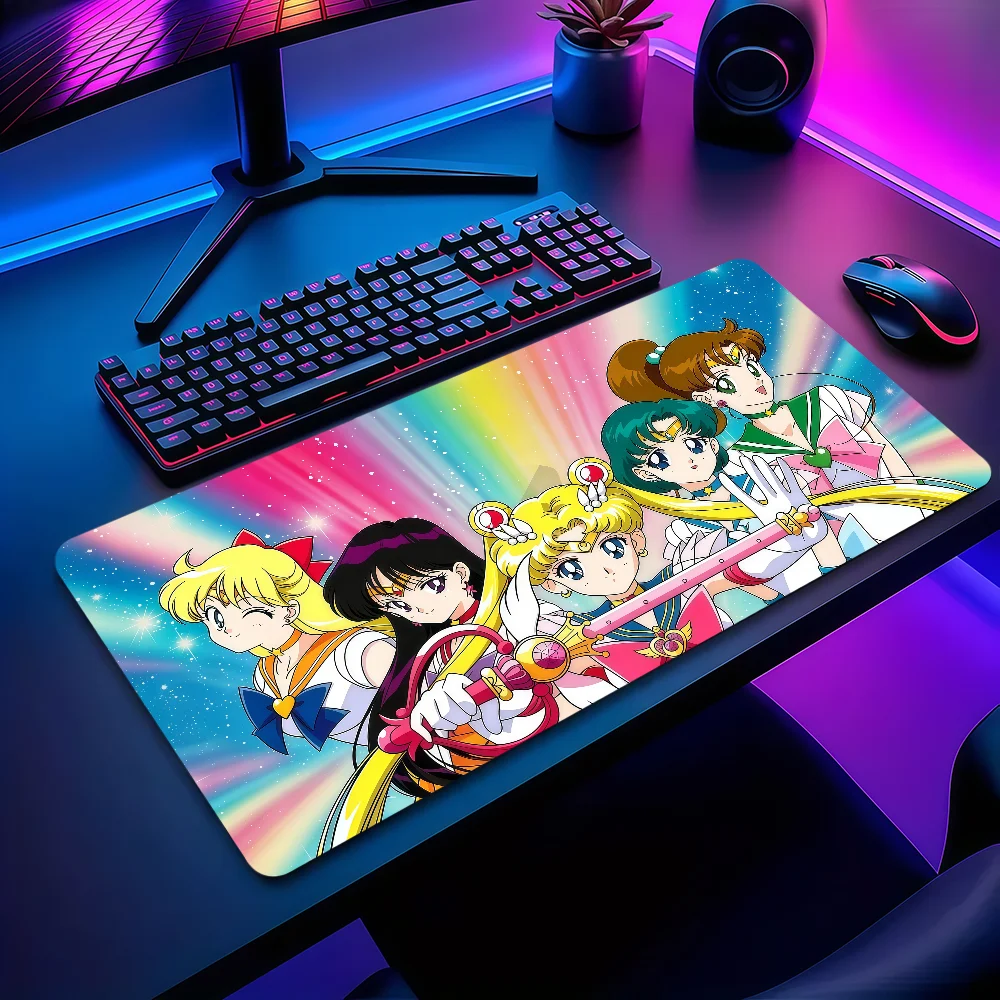 Anime P-Pretty Soldier Sailor Moon Mouse Pad Large Non-slip Lockedge Desktop Computer Desk Mat Keyboard Pad Office Gamer Student