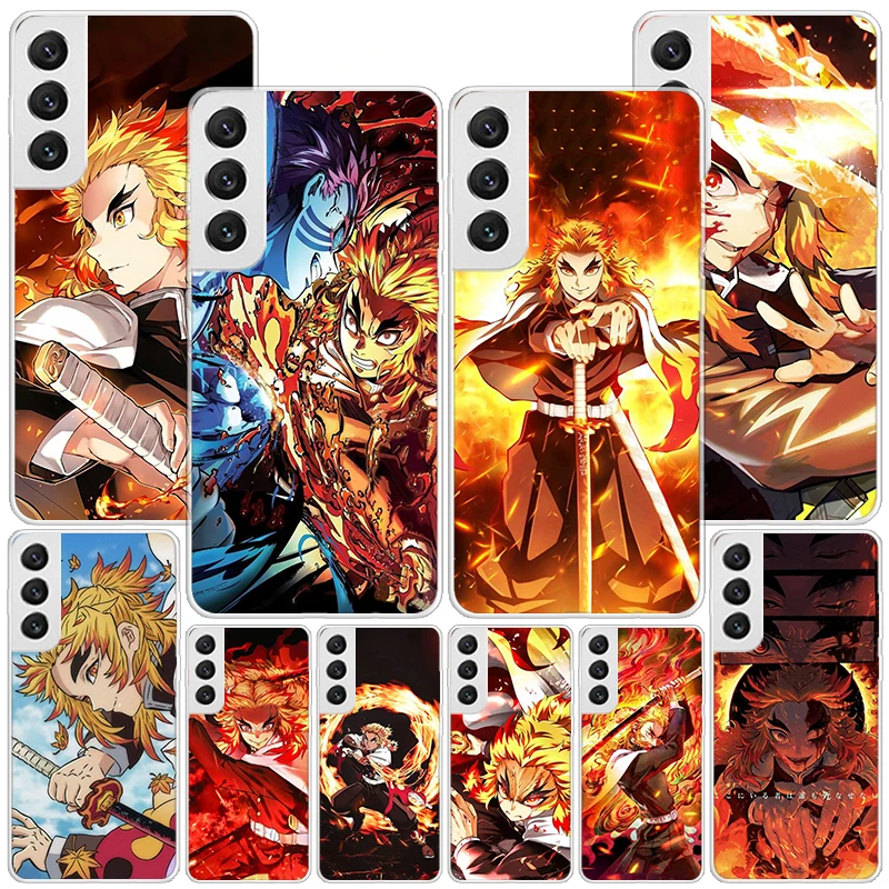 Demon Slayer Rengoku Kyoujurou Phnoe Case for Samsung Galaxy S23 S24 Ultra S22 Plus S21 S20 FE S10E S10 S9 S8 + Unique Cover