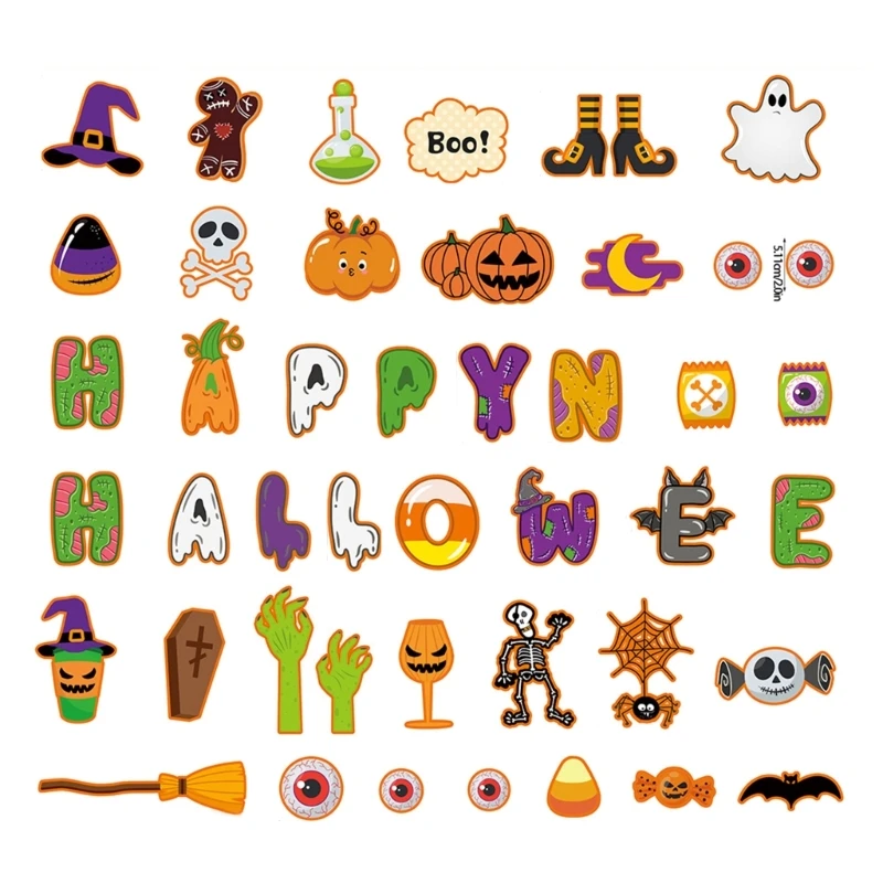 45Pcs Fright Night Window Stickers Colorful Halloween Themed Clings Accessories Dropshipping