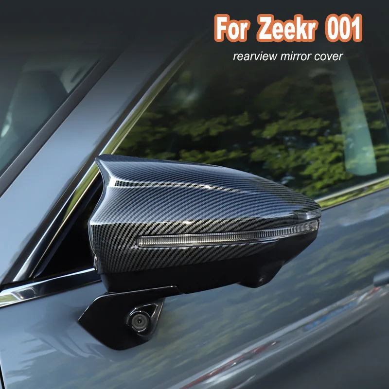 For Zeekr 001 Carbon Fiber Rearview Mirror Rain Eyebrow Cover Sequin Car Chromium Styling ABS Auto External Accessories