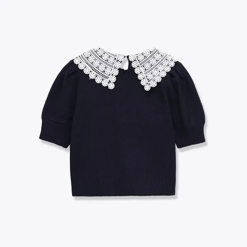 بلوفر نسائي محبوك جديد لشتاء 2025 مع إبرة هوك وياقة قلابة تصميم أنيق أوروبي Sle