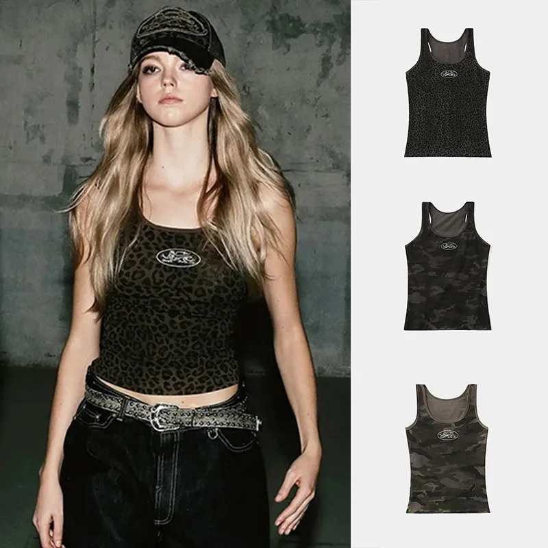 Sexy Leopard Print ter Top Women's Casual American Sle ort Length Street Faion Trend Street Sle Single Piece Summer