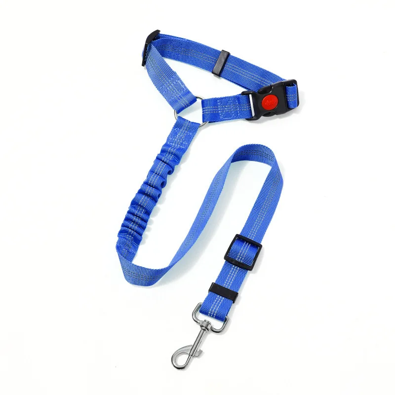 Pet products car seat belt dog leash with buffer elastic reflective safety rope leash dog rope two-in-one dog safety belt