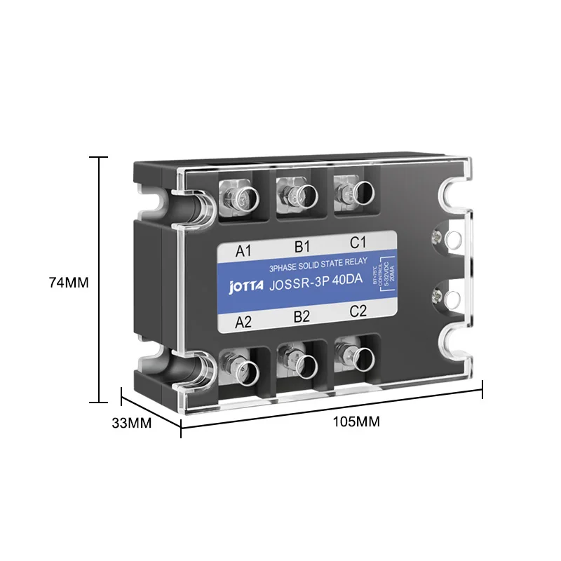 SSR 40DA 3 Phase 40A Three Phase SSR 3-32VDC Control 24-480VAC Solid State Relay Three DC-AC