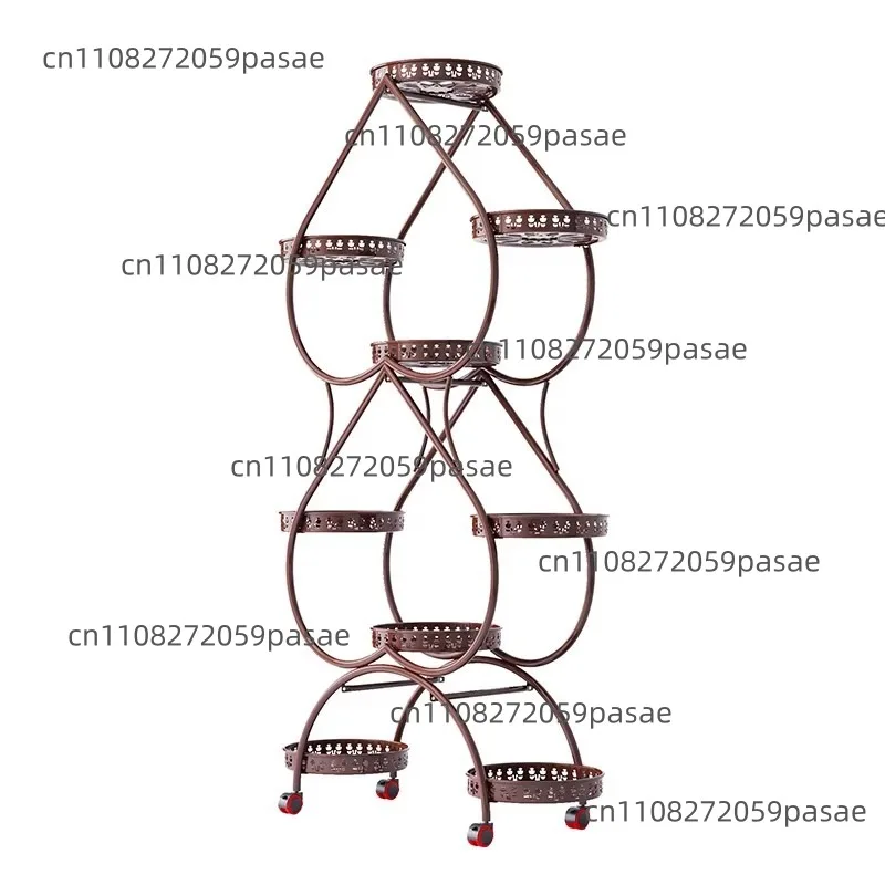 Shelf flower stand multi-layer movable push-pull pulley room indoor balcony floor-to-ceiling green dill shelf