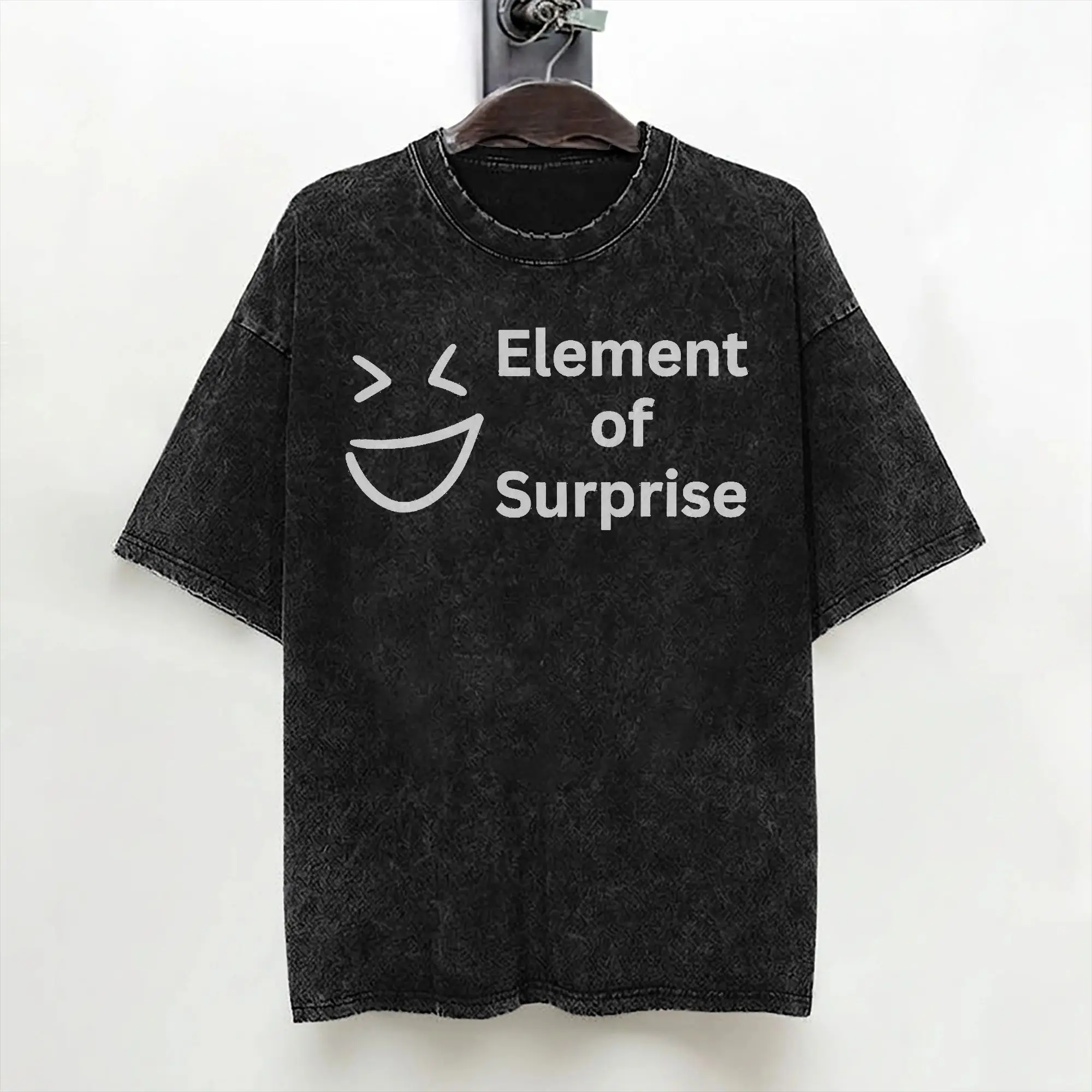 Ah! The Element Of Surprise T Shirts Hip Hop Washed Short Sleeve Harajuku T-Shirt Casual for Men Women Tops Streetwear Tee Shirt