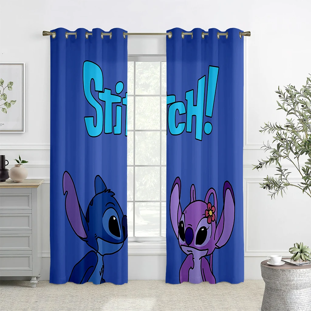 Cute Cartoon Printed Curtains, Polyester, Machine Washable, Bedroom, Living Room, Kids Room, Decorative, 2 Pack