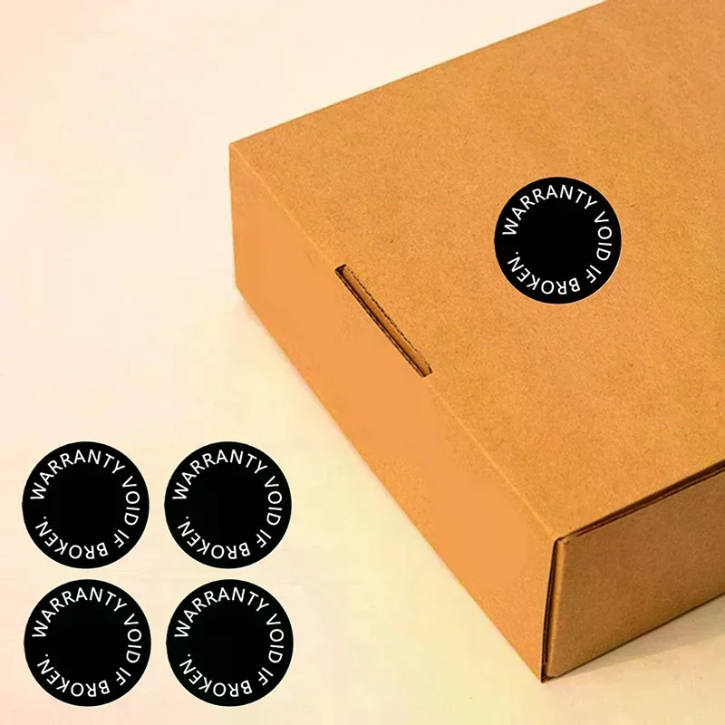 100PCS 10mm WARRANTY VOID IF BROKEN Screw Hole Tamper Evident Security Seal Removal Proof Brittle Paper Sticker Open Warning