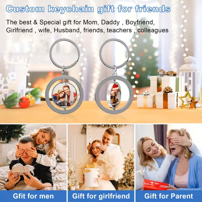 Rotatable custom photo keychain, personalised photo keychain, unique and memorable, suitable for gifts on various occasions