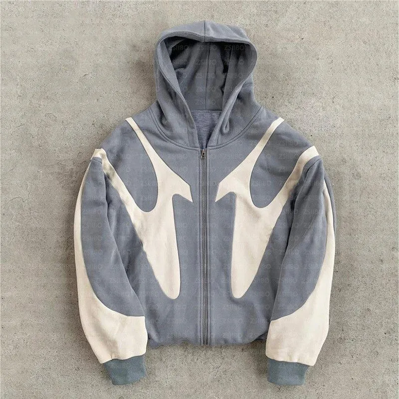 Y2k rétro Patchwork sweat à capuche mode ample surdimensionné brodé sweat à capuche gothique Streetwear femmes sweat vêtements