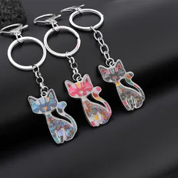 Animal Cat Female Keychain Six Colors Cat Cute Pendant Accessories Anniversary Gifts for Women Personality Fashion Jewelry