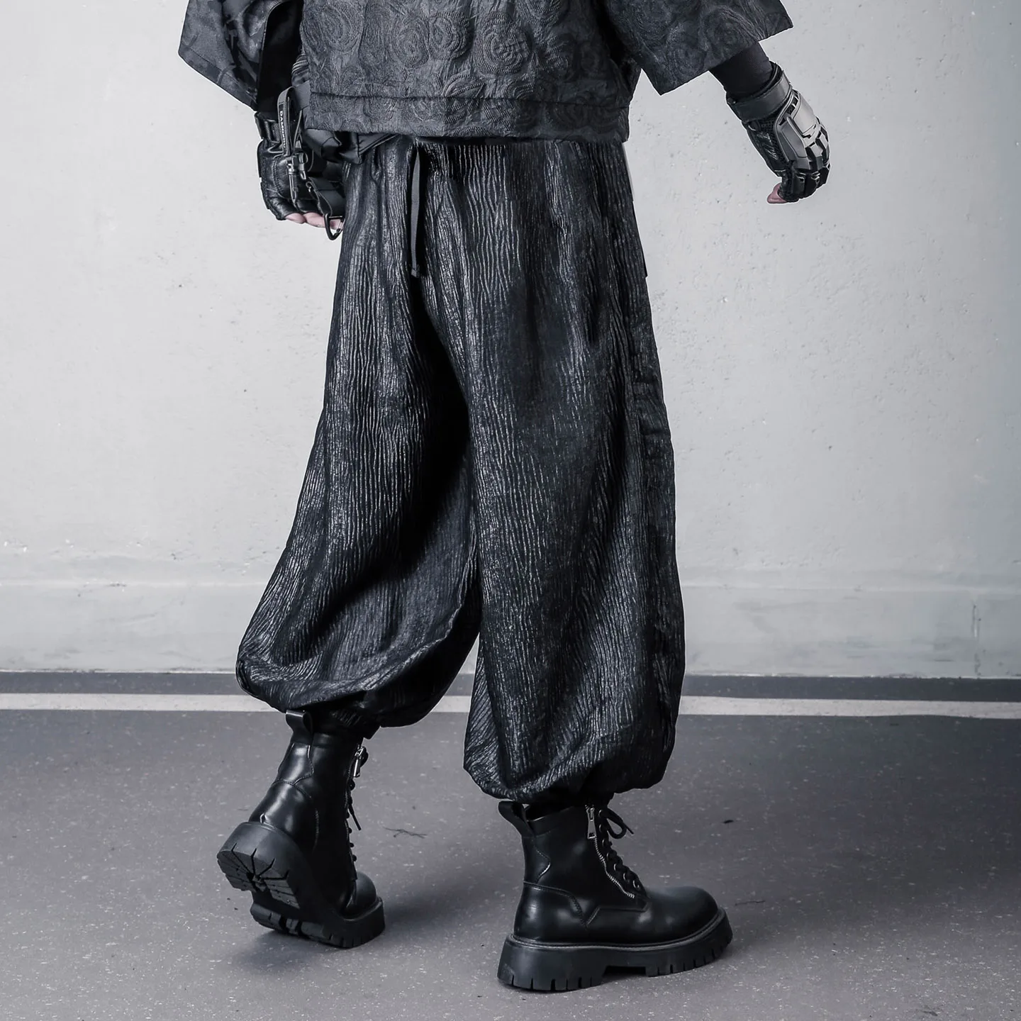 Designer High-Grade Pleated Loose Ankle-Tied Pants Spring and Summer Dark Style Popular Design Low-Grade Baggy Pants