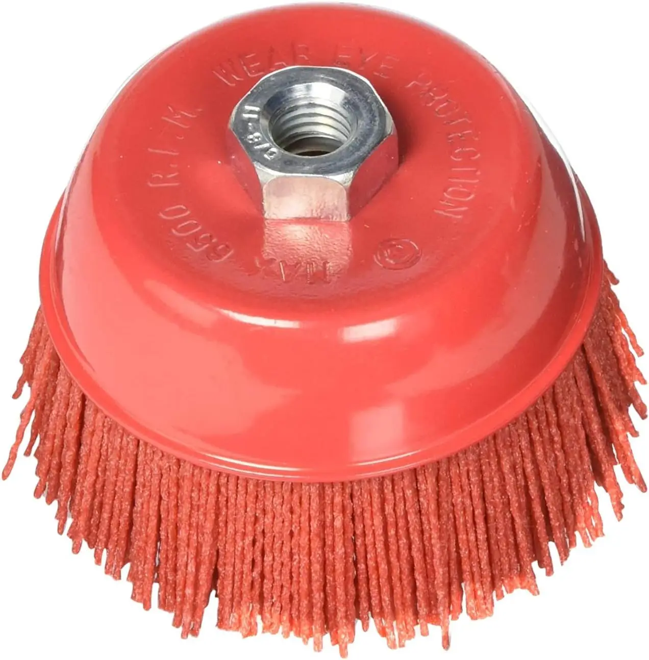 

180 Grit Nylon Bristle Cup Brush for Sanding and Scuffing on Metal Wood Aluminum Plastic, 4 Inch with 5/8 Arbor