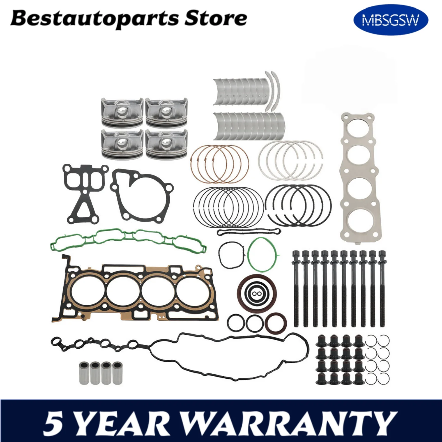 

G4KJ 2.4L Engine Rebuild Pistons Gasket Overhaul Kit for Hyundai Kia 2011-20