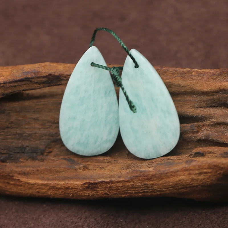 

Натуральные модные полудрагоценные женские серьги с амазонитом, модные ювелирные аксессуары, женские 26x14x4 мм, 3,8 г