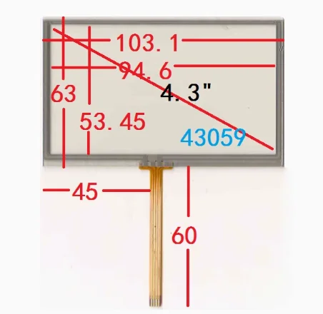 43059 103*63 شاشة لمس 4.3 بوصة