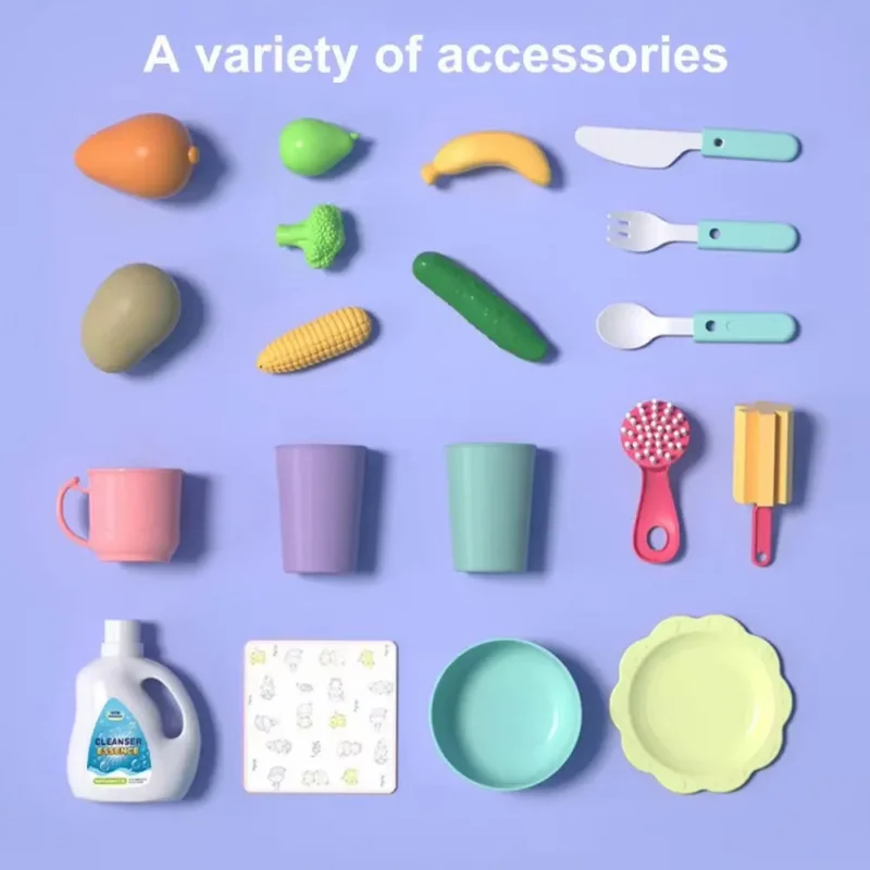 電気洗浄食器キッチンシンク調理食器洗い機セットキッチンセットおもちゃ本物の食器洗い機リアルなキッチンおもちゃ子供のため