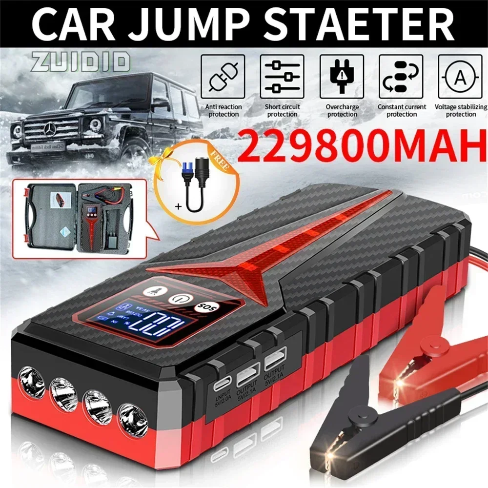 Starter Jump mobil 2298000mAh pengisi daya baterai 8000A penguat Power Bank darurat untuk artikel kendaraan bensin Diesel 12V untuk mobil