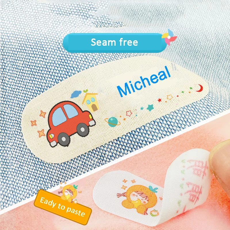 Customized Cotton Name Sticker Self-adhesive Paste For Kids Clothes School Uniform Bag Children Cloth Towel Sewn Free Label