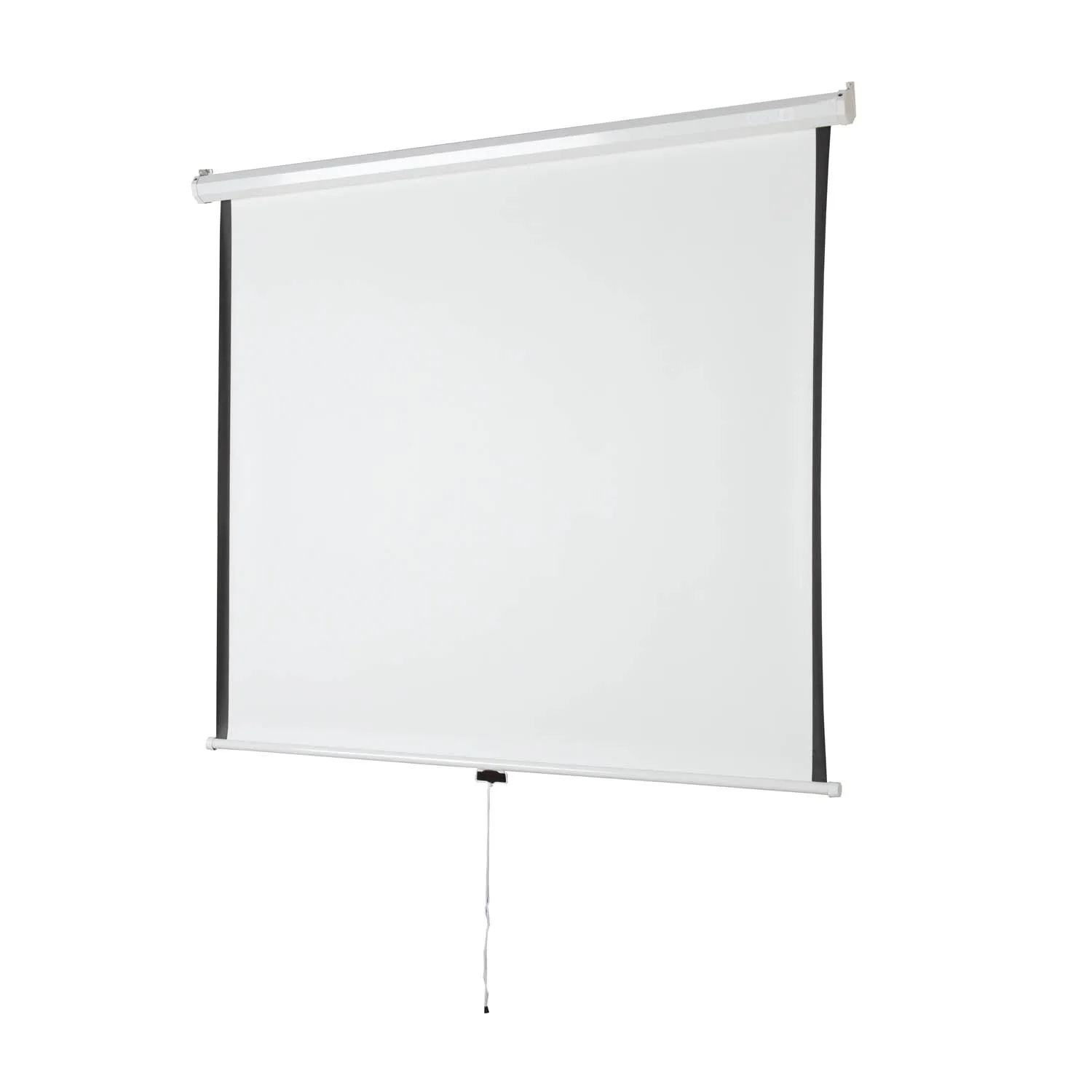 16:9 Matte Self‑Locking Wall Ceiling Mount Manual Pull Down Projector Screen for Home Office Classroom