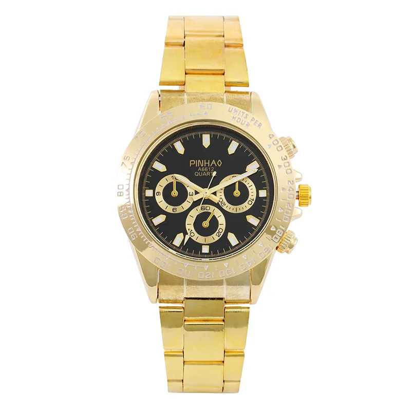 Hot Sale Business Casual Alloy Steel Belt Three-Eye Quartz Men's Lady Couple Watch Spot Goods