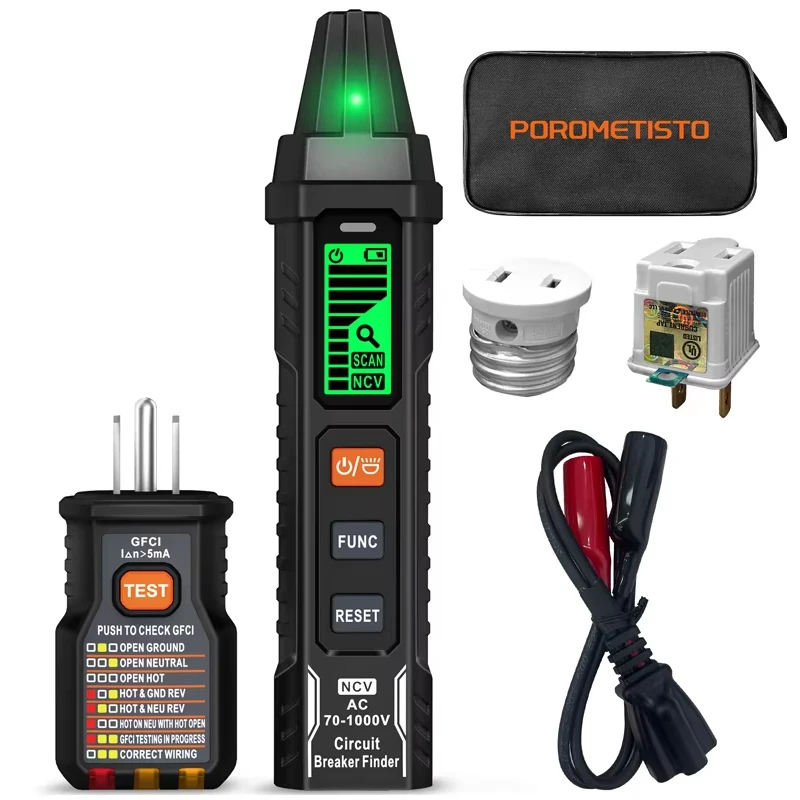 CF01 Digital Circuit Breaker Finder US Plug with LCD Digital Display GFCI Outlet Tester Electrical Circuit Tracer Tool