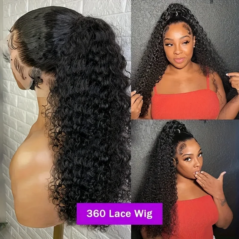 30 36 Inch 360 Full Lace Wig Invisible Drawstring Deep Wave Lace Front Wigs Human Hair 13x6 Lace Frontal Wig Human Hair Wigs 250