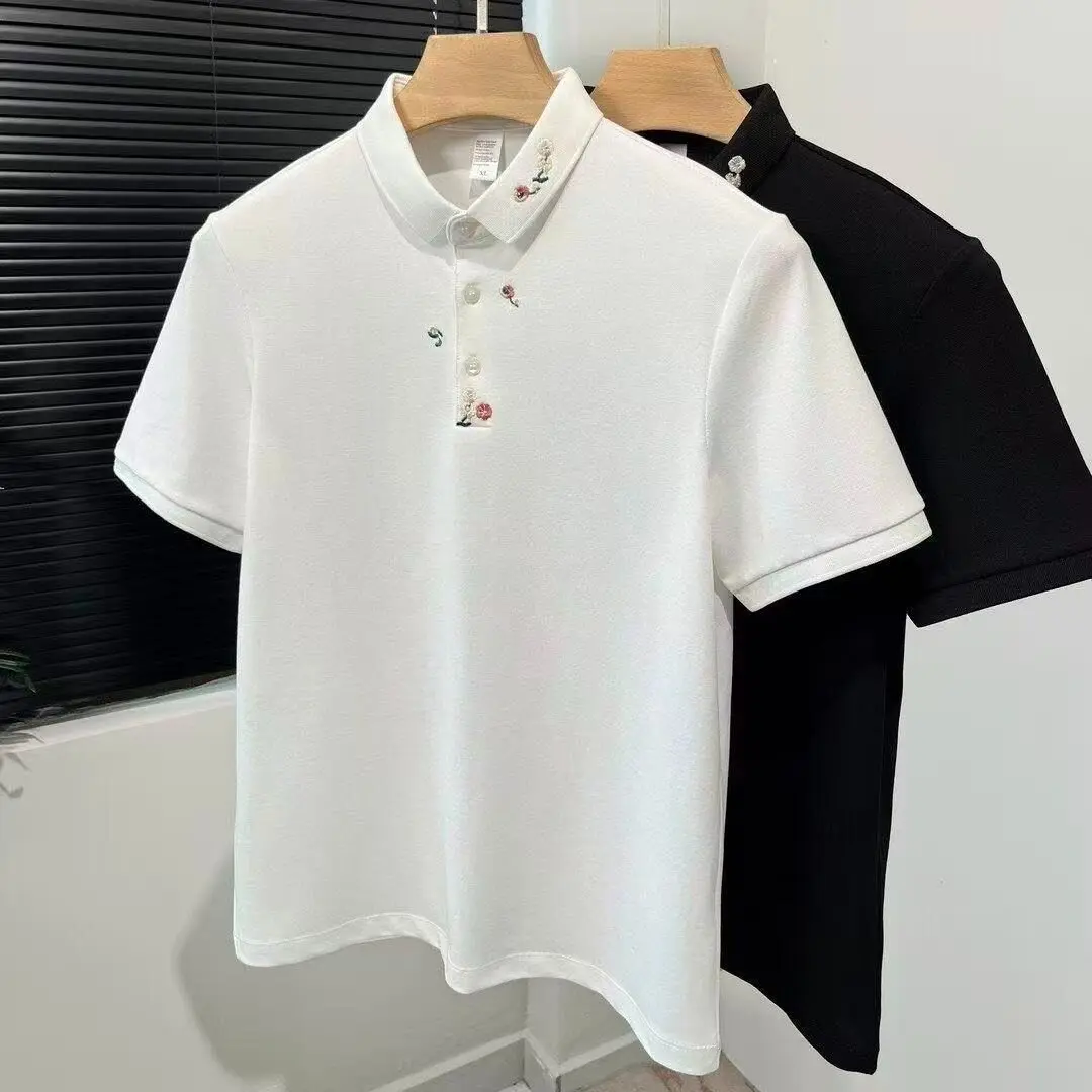 

Mens Polo Shirts And T Shirts For Men Black Color Block Short Sleeve Spring New Fashion Versatile Trendy Top