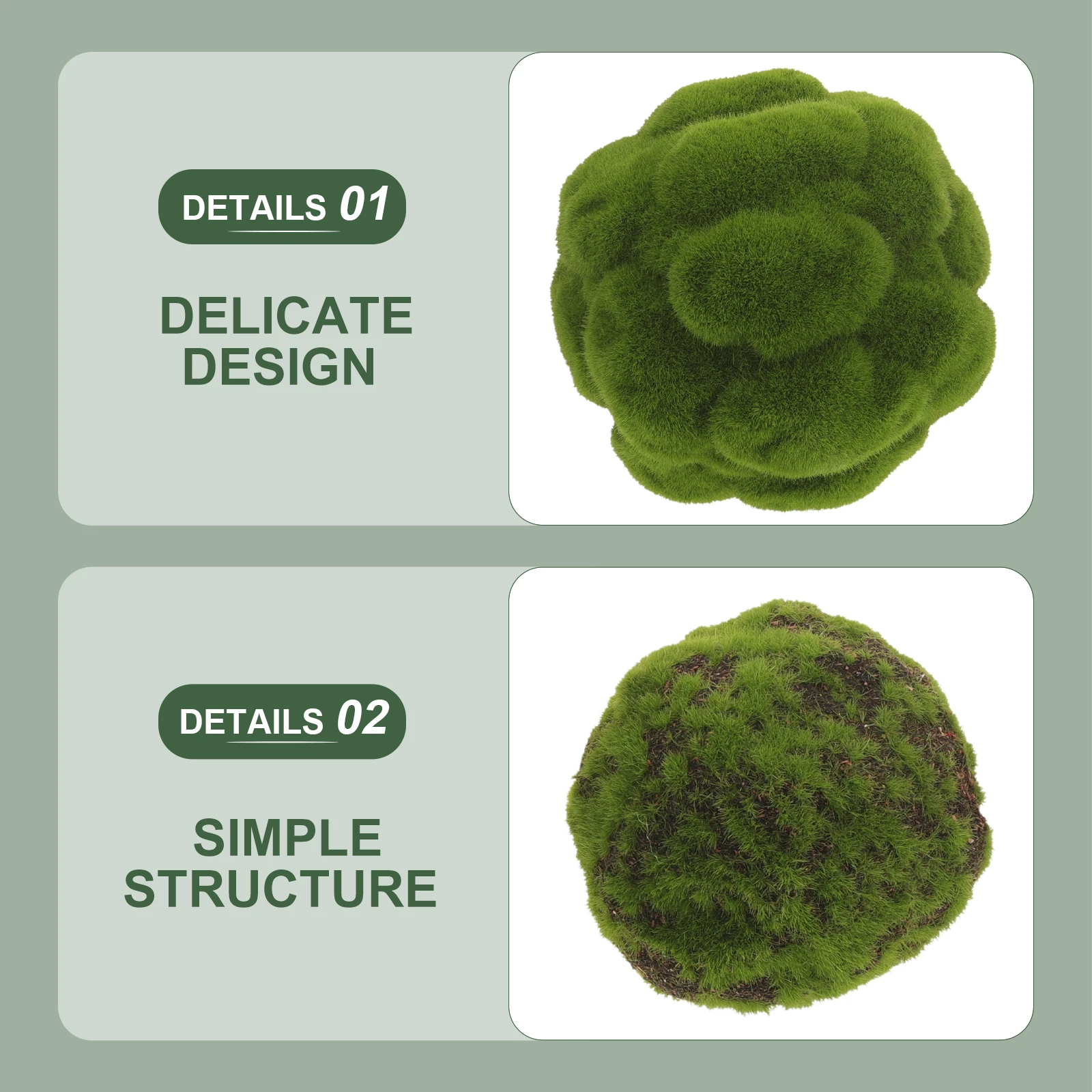 

2pcs balls Decorative Artificial Grass Spheres for Indoor Outdoor Garden Balcony Wall Hanging Decoration Craft