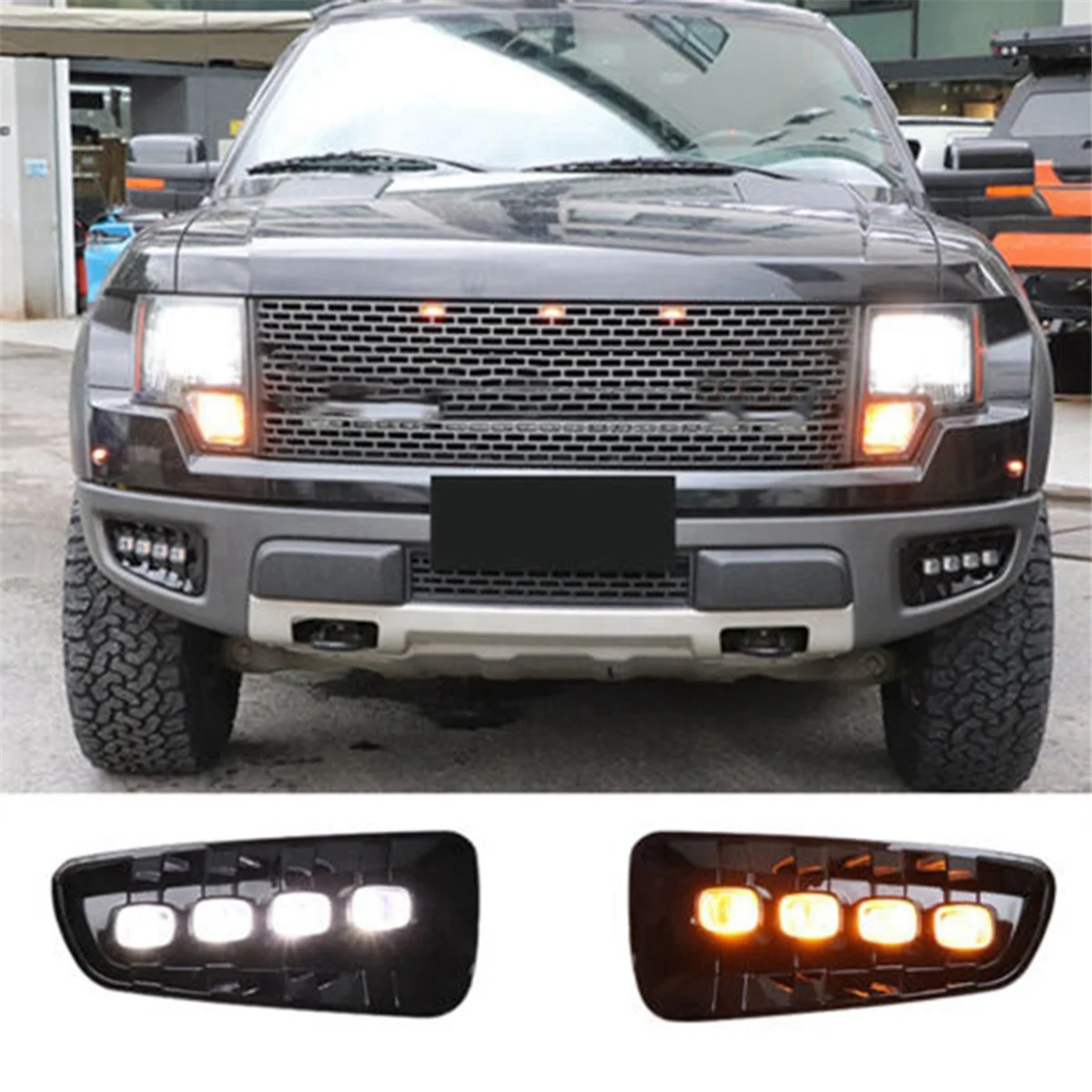 Car Daytime Running Lights LED DRL Fog Lamp Replacement Bumper for Ford Raptor F150 2009-2014