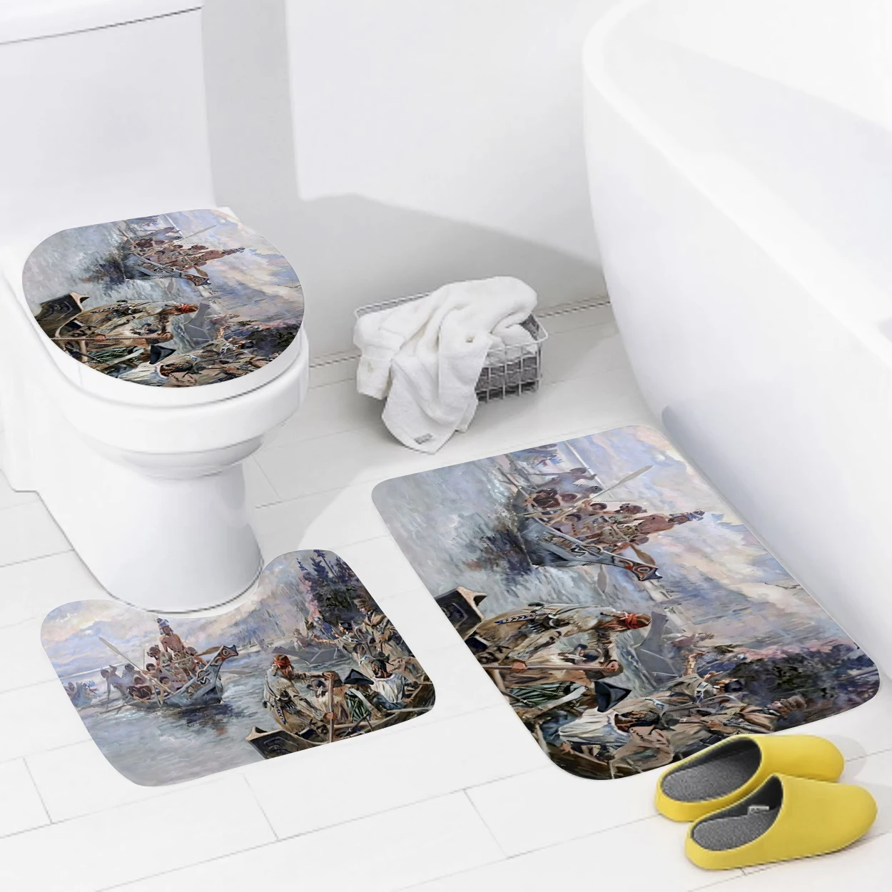 home bathroom floor mats Oil painting style Bath Foot mat modern bathroom accessories rug Toilet mat Bathtub anti-slip carpet