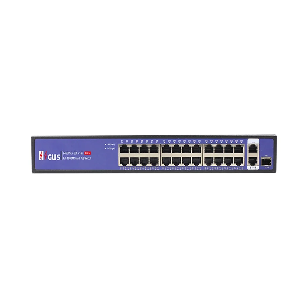 OEM/ODM 24 Gigabit POE port Switch 24*10/100/1000M with 1*1000 SFP Optical Fiber slot POE Switch for Surveillance System