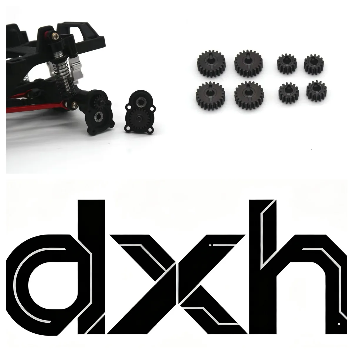 FMS 1/18 FCX18 New Model LC80 Remote Control Vehicle - Metal Accessories - Front and Rear Door Bridges with Steel Gears