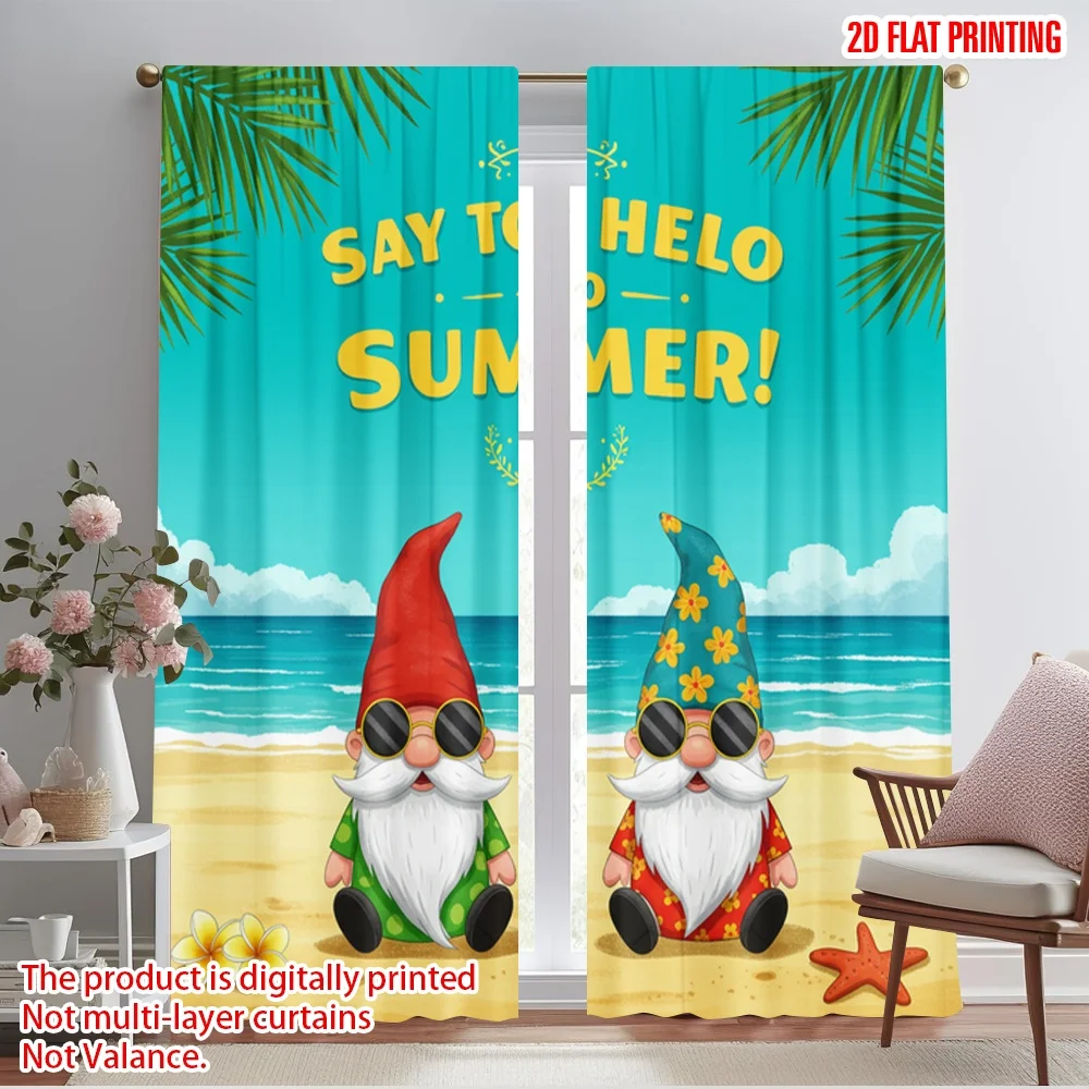 

2pcs 2D flat printing Drapes Say Hello Summer Vibes Polyester Without Electricity Birthday Party Use for Decorations