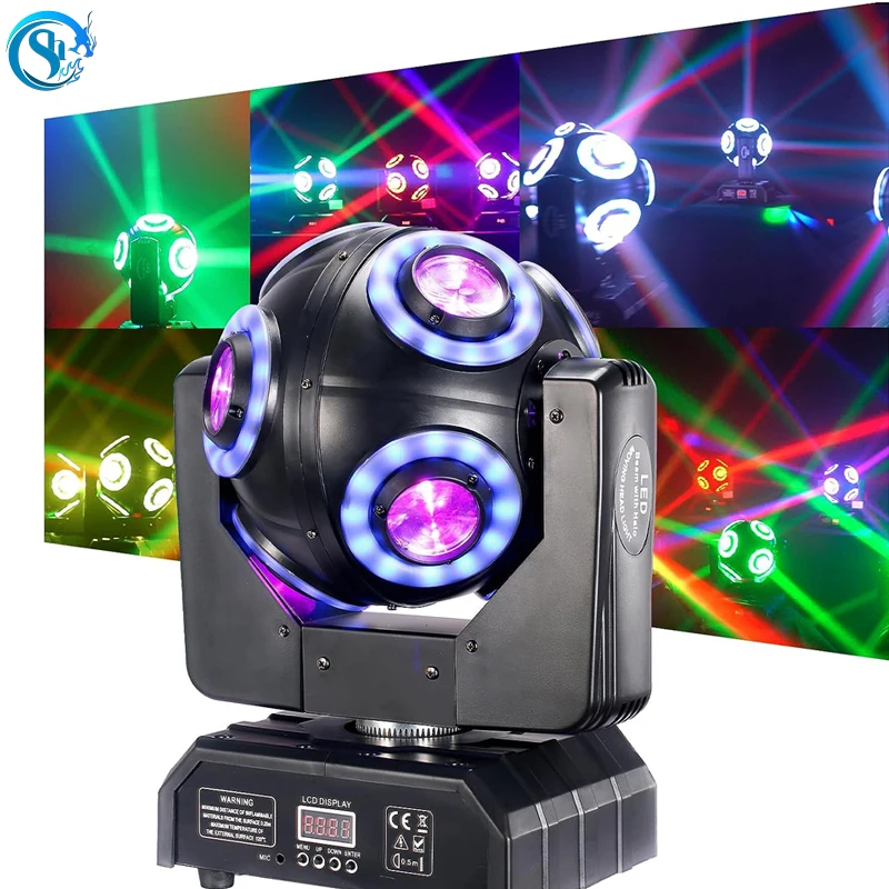 movendo cabeca feixe de luz com halo led para dj palco festa discoteca clube bar 8x15w rgbw 120w em 1 01