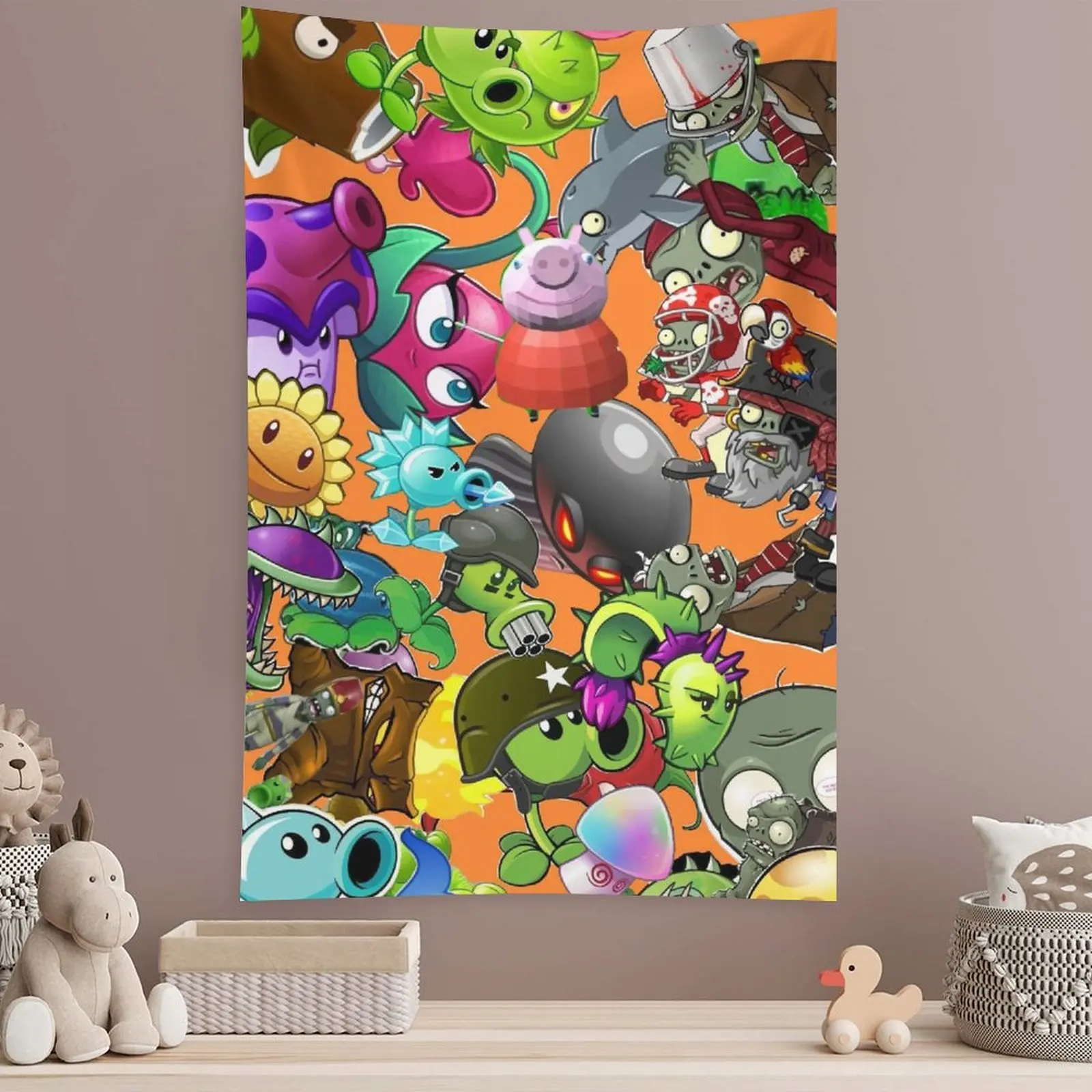 نسيج P-Plants-vs Cartoon Z-Zombie - ديكور معلق لغرفة المعيشة وغرفة النوم وخلفية المكتب والحفلات، هدية مثالية للمعجبين #1