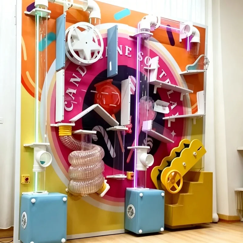 Custom Retro Kids Sensory Interactive Wall Game, Educational Gross Motor Indoor Play Wall Equipment for Play Cafe, Shopping Mall