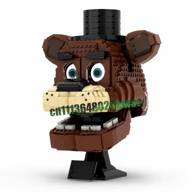 1663PCS Classic Vintage Cartoon Bear Animatronic Head Structure Static Building Blocks MOC Model DIY Assembly Gift For Collector
