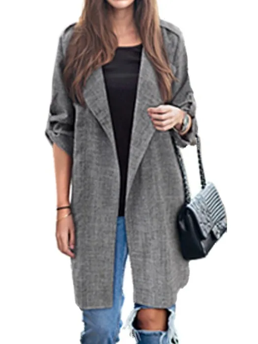 

Осеннее модное тонкое повседневное свободное женское пальто-ветровка большого размера, трансграничный открытый кардиган из полиэстера