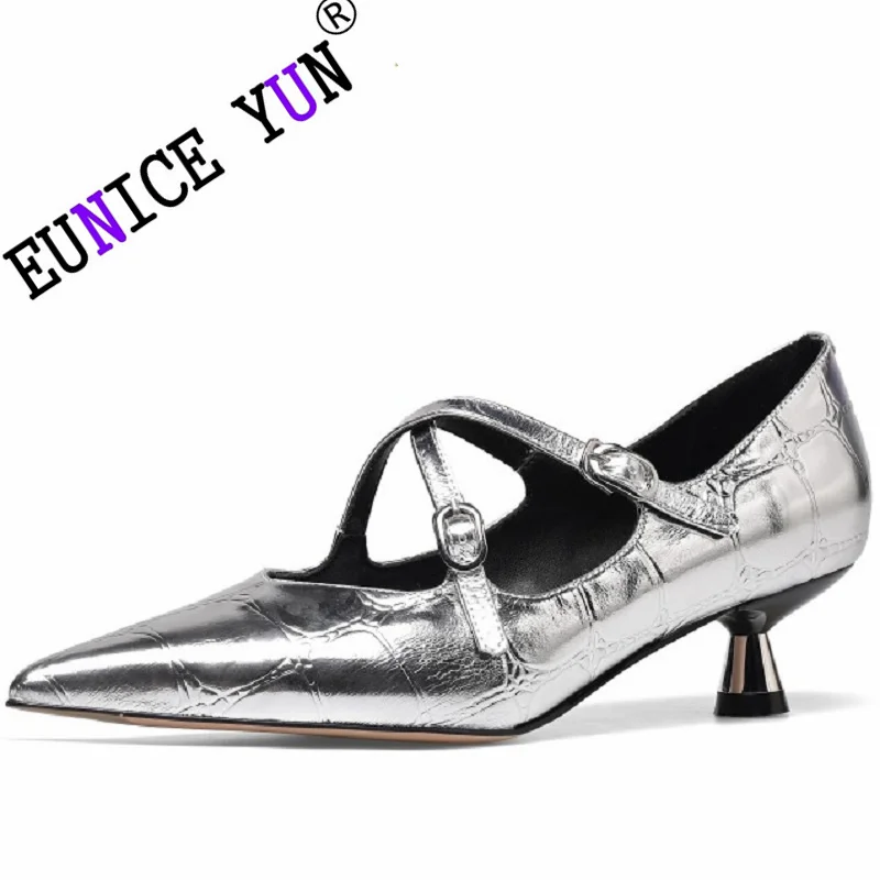 

【EUNICE YUN】Brand Genuine Leather Commuter Temperament Single Shoes Early Spring Autumn New Pointy Toe Suitable For 33-40