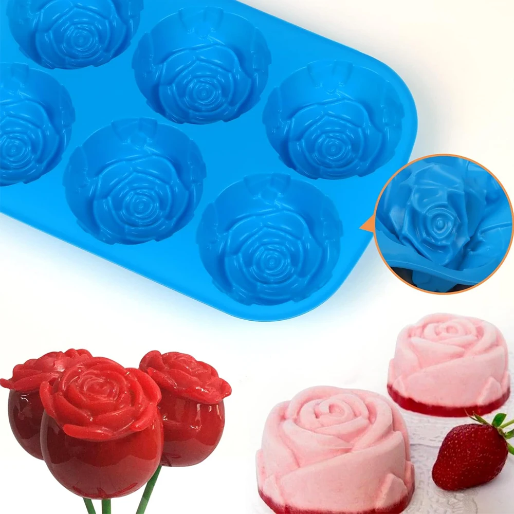 1/3pcs rose soap, handmade candle mold, silicone cake mold, baking tray, pan mold, muffin, rose ice cubes