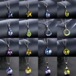 10Pcs/Lot Fashion Elegant Water Droplet Star Geometric Zircon Necklaces For Women Mix Style Anniversary Jewelry Party Gifts