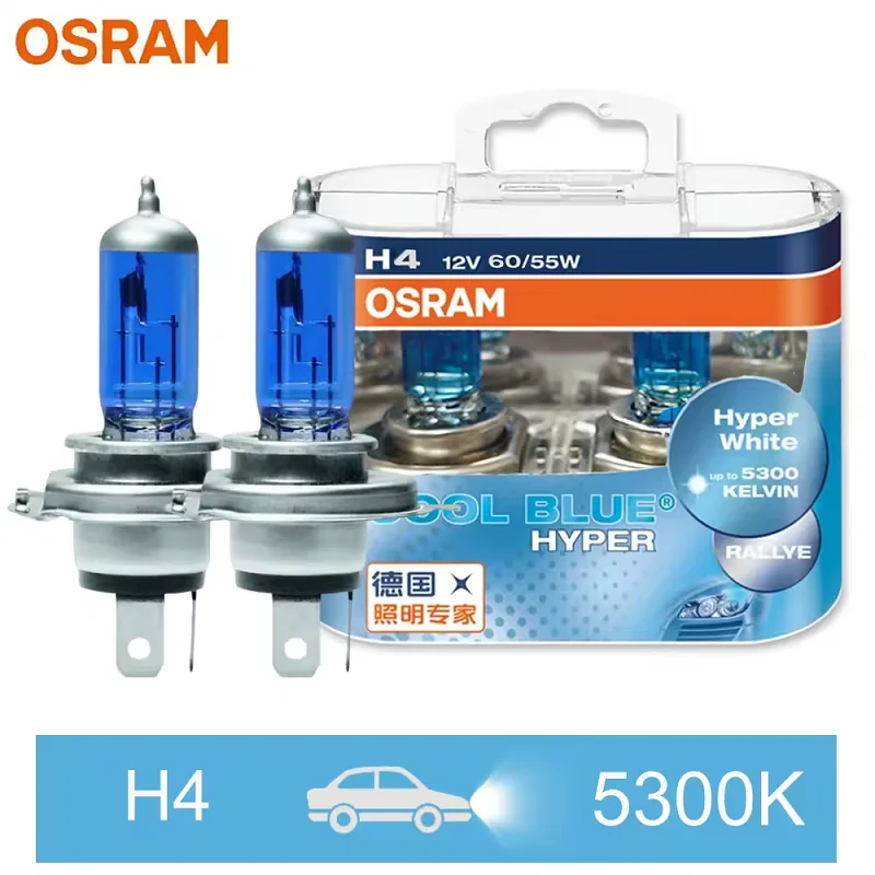 Original OSRAM Cool Blue Hyper White H4 9003 HB2 Bulbs 62193CBH 12V 55/60W 5300K Car Headlight Lamps, 1 Pair