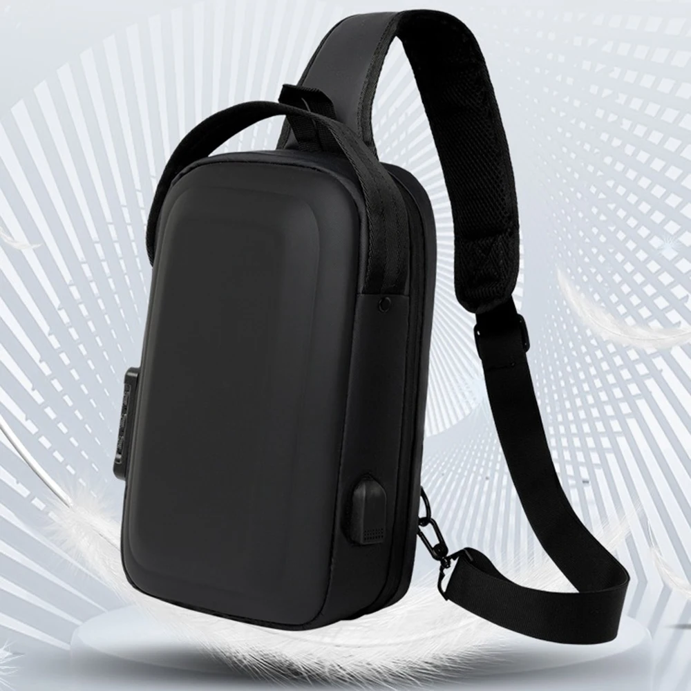 Bolso cruzado de carcasa dura antirrobo con carga USB a la moda, bolso impermeable y resistente a la presión para motocicleta, bolso de pecho para ciclismo