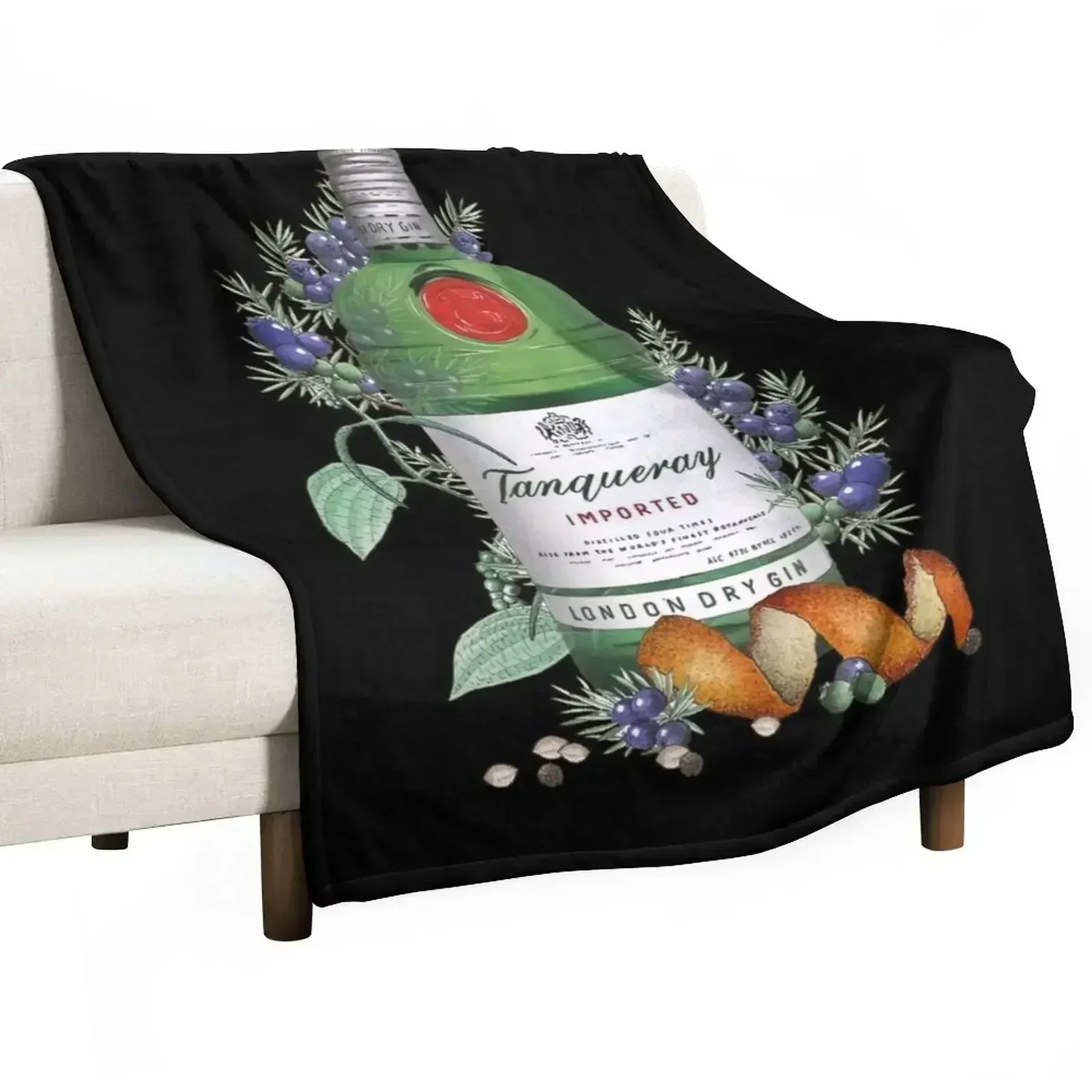 Manta con ilustración de Gin Tanqueray, manta suave y acogedora para mascotas, niños y adultos