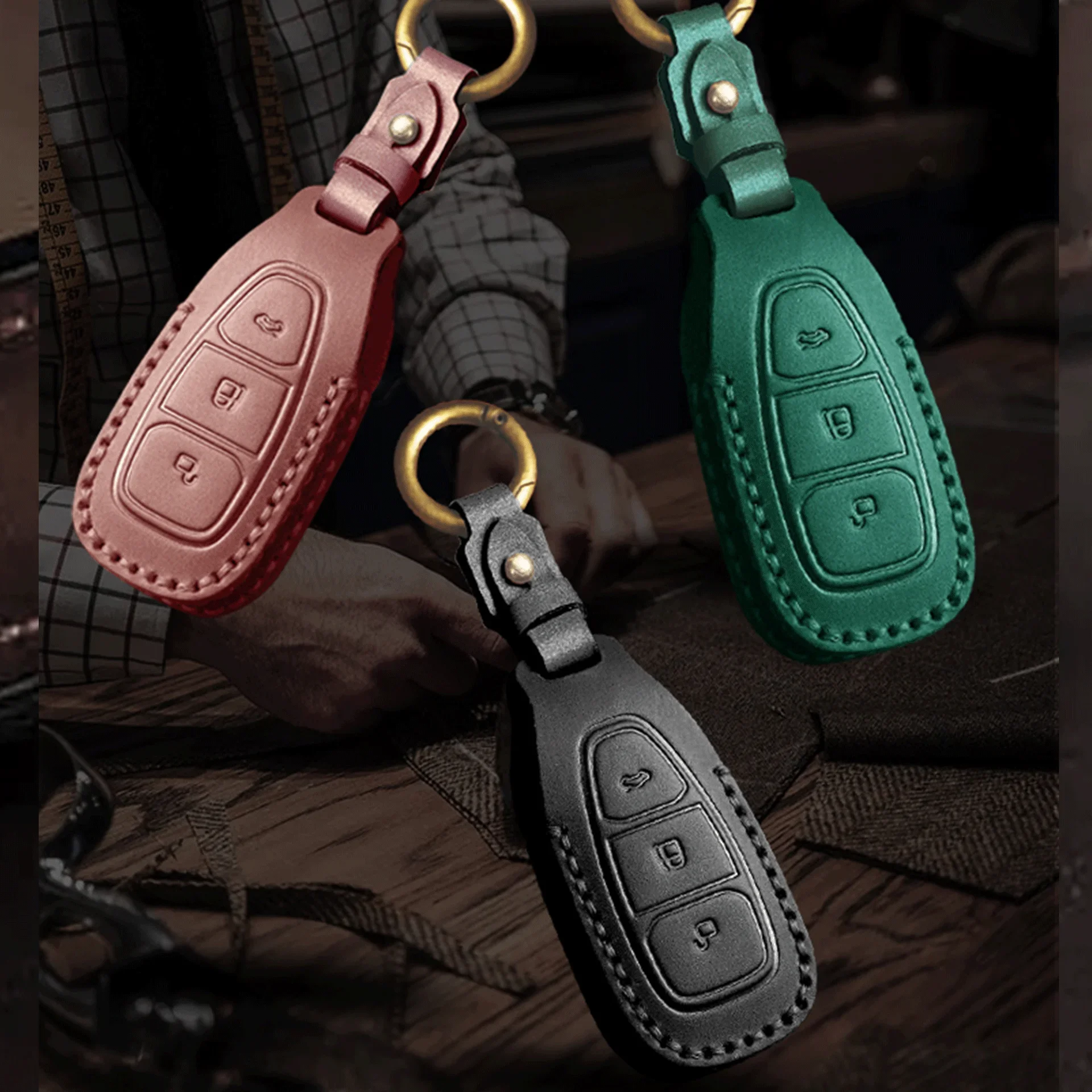 

Handmade Leather Car Key Cases For Daihatsu Rocky Tanto Toyota Raize 2020 2 3 Buttons Smart Remote Control Protector Cover