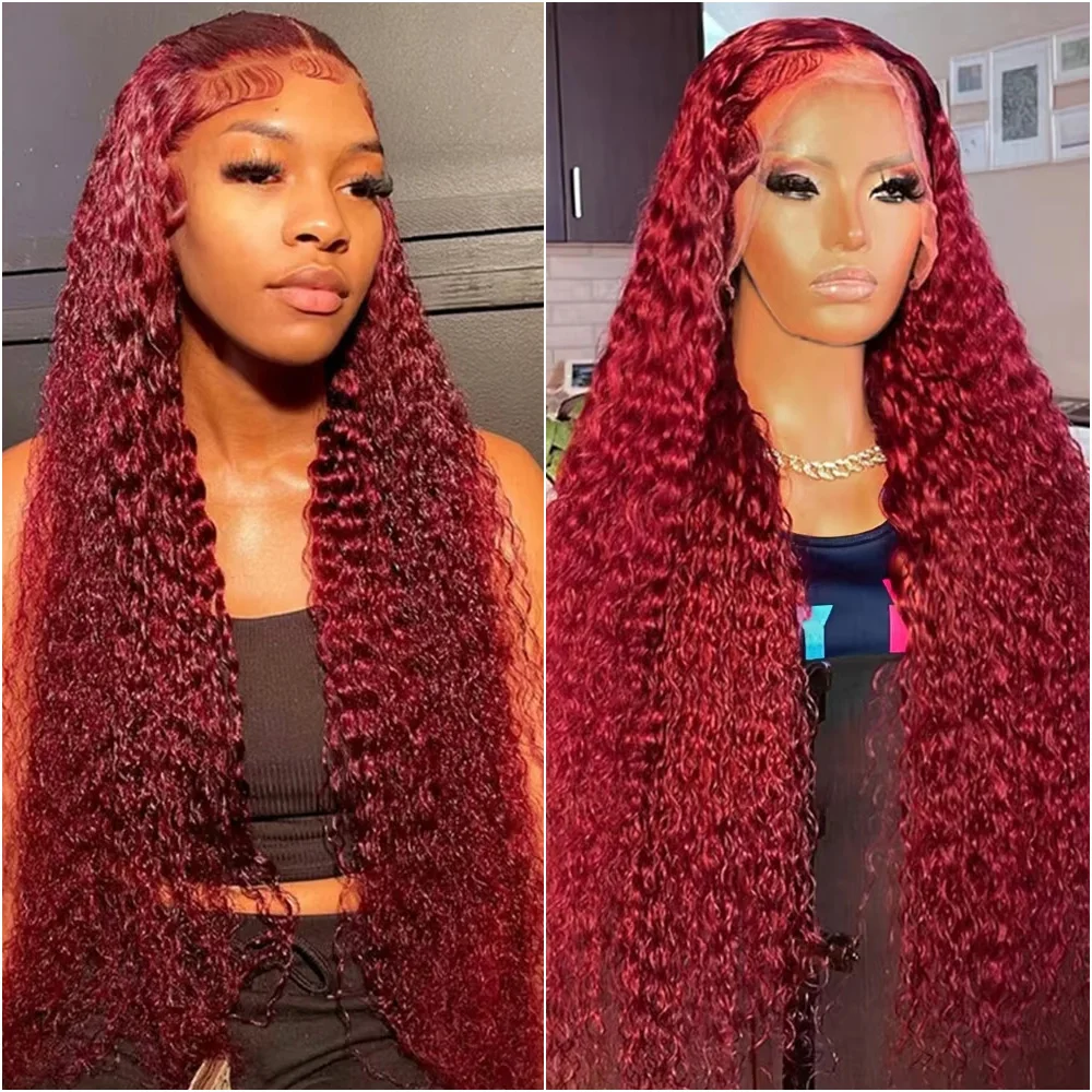 بورجوندي موجة عميقة 13x4 Hd الدانتيل الباروكة الأمامية 200 الكثافة 99J الملونة 13x6 الدانتيل الشفاف الجبهة خصلات الشعر المستعار الإنسان قبل قطعها