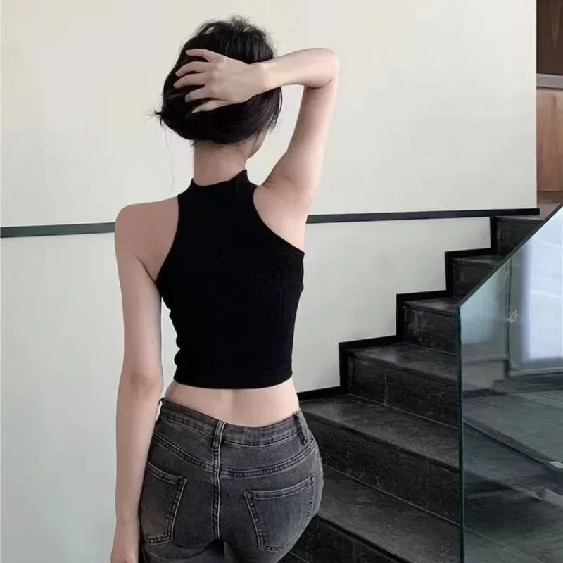 New Chinese Style Button Tank Tops Sleeveless Sexy Crop Tops Stand Collar Elegant Cheongsam Style Women Clothes with Bra Pad